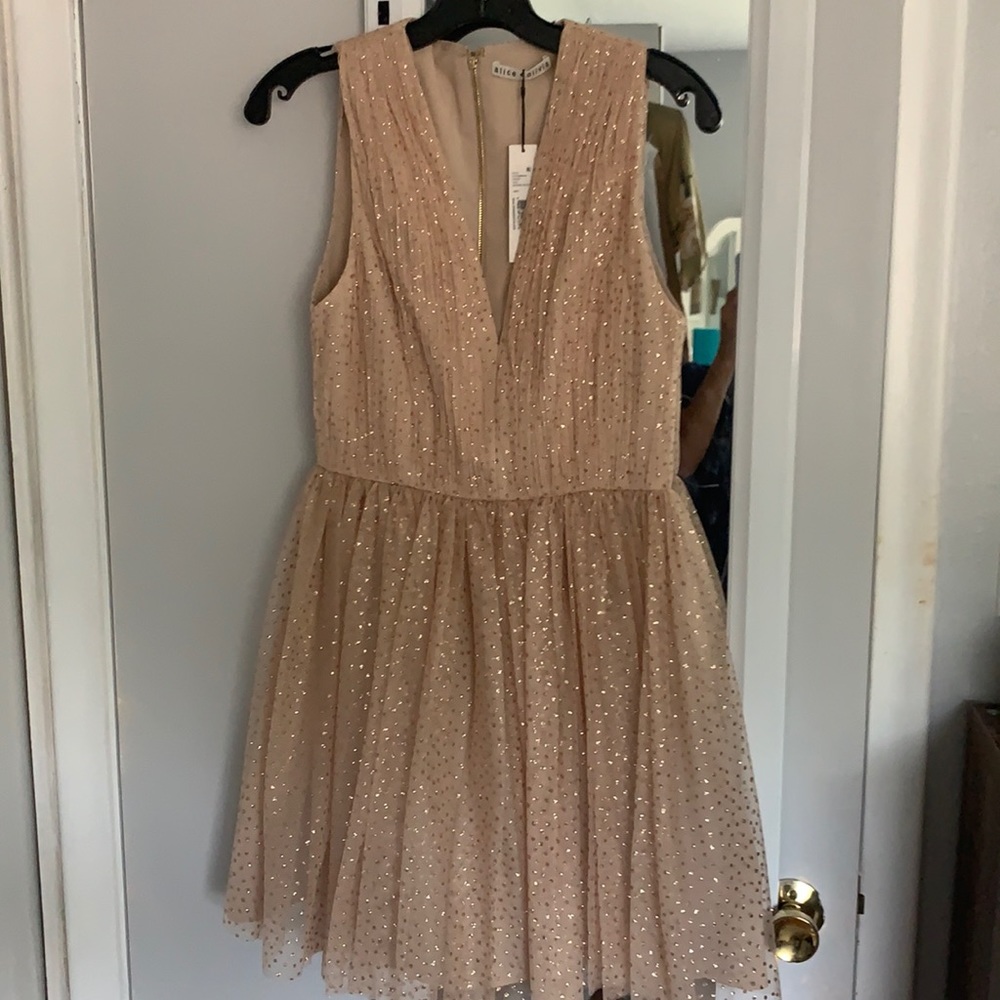 Alice and Olivia champagne dress
